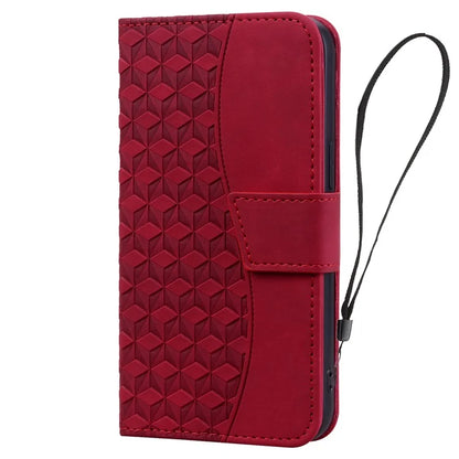 For iPhone 14 Pro Max Leather Case Imprinted Rhombus Wallet Cover