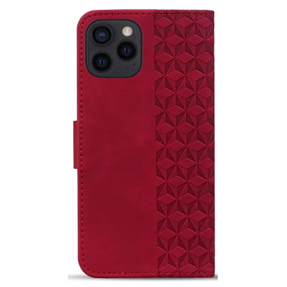 For iPhone 14 Pro Max Leather Case Imprinted Rhombus Wallet Cover