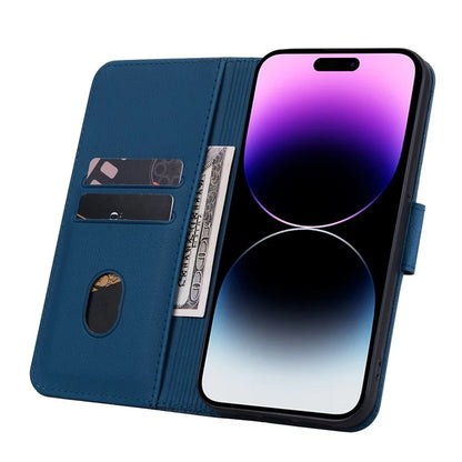 For iPhone 14 Pro Max Leather Case Imprinted Rhombus Wallet Cover