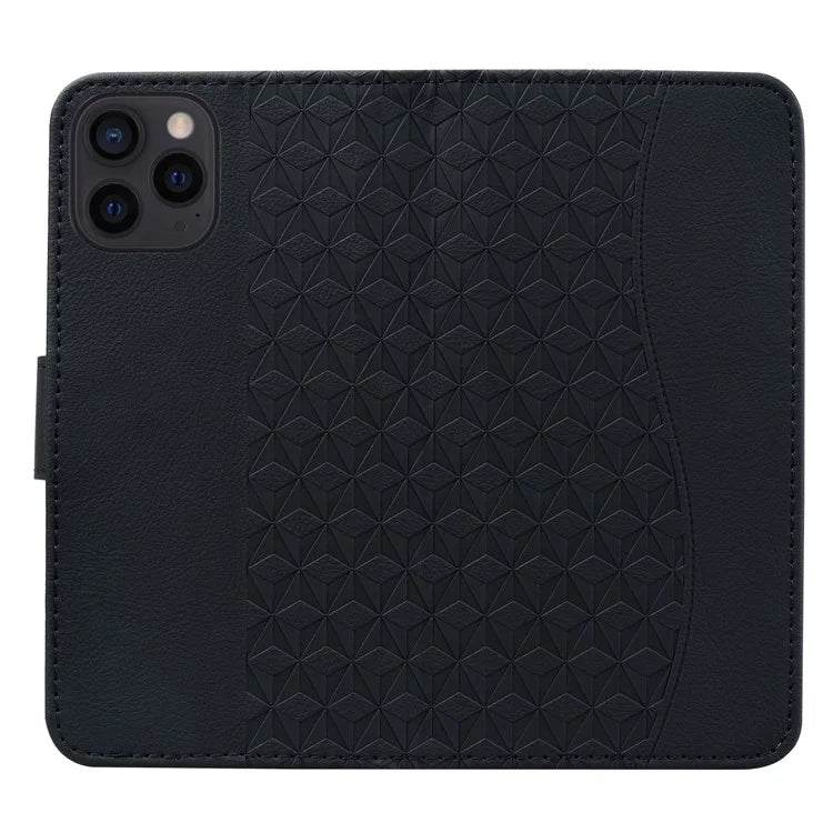 For iPhone 14 Pro Case Imprinted Rhombus Phone Leather Cover