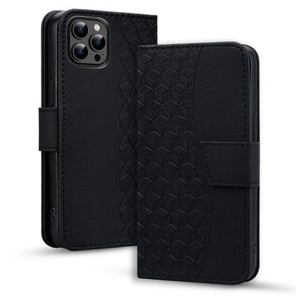 For iPhone 14 Pro Case Imprinted Rhombus Phone Leather Cover