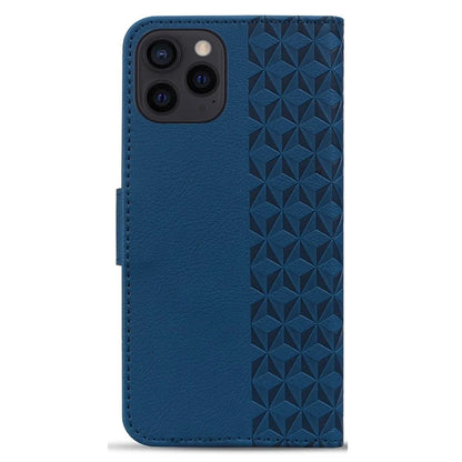 For iPhone 14 Pro Case Imprinted Rhombus Phone Leather Cover