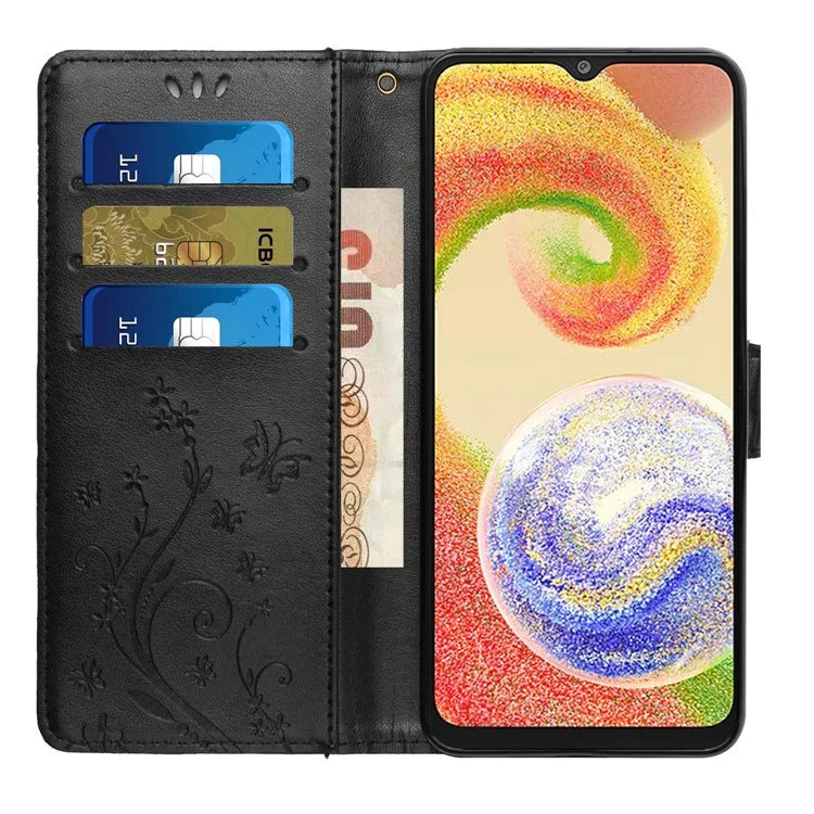 For Samsung Galaxy A05 4G Case Wallet Leather Cover with Imprinted Butterfly