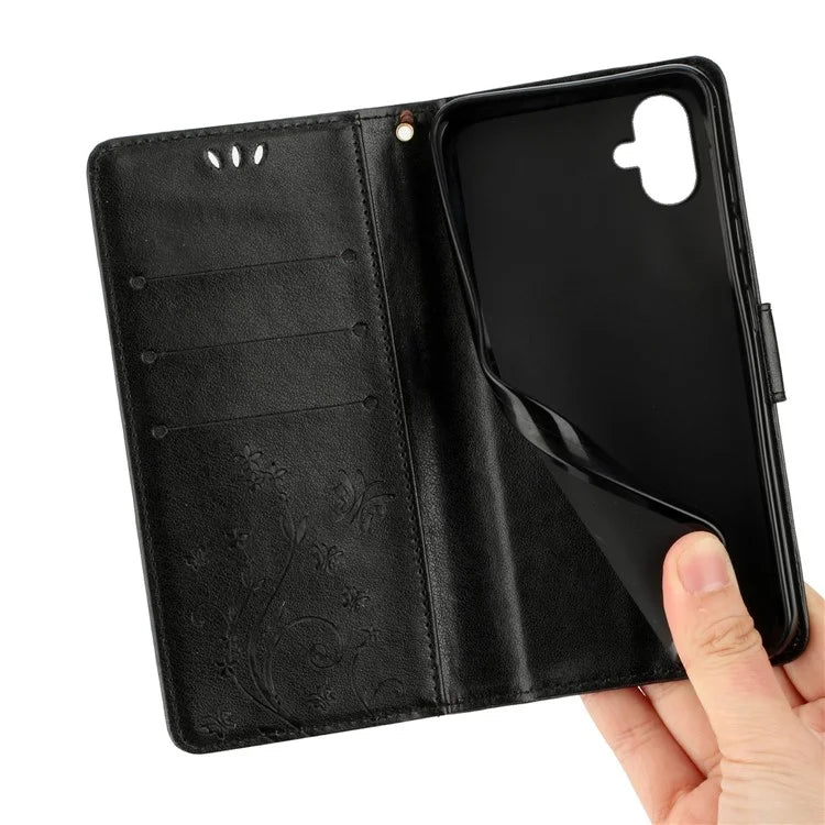 For Samsung Galaxy A05 4G Case Wallet Leather Cover with Imprinted Butterfly