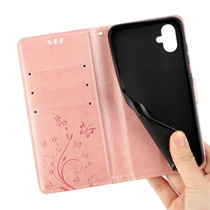 For Samsung Galaxy A05 4G Case Wallet Leather Cover with Imprinted Butterfly
