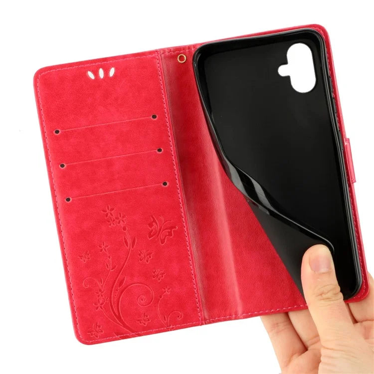 For Samsung Galaxy A05 4G Case Wallet Leather Cover with Imprinted Butterfly