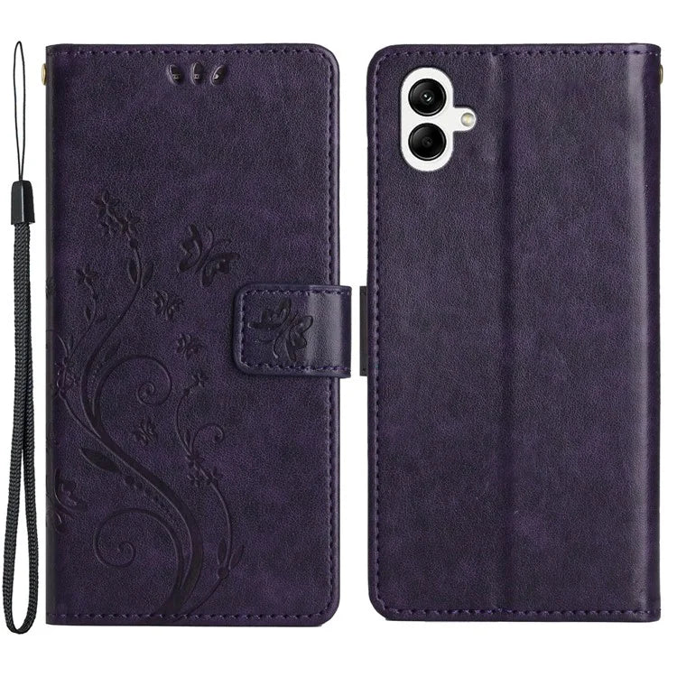 For Samsung Galaxy A05 4G Case Wallet Leather Cover with Imprinted Butterfly