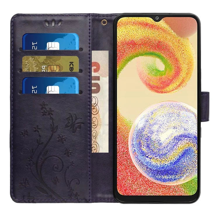 For Samsung Galaxy A05 4G Case Wallet Leather Cover with Imprinted Butterfly
