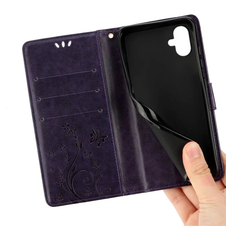 For Samsung Galaxy A05 4G Case Wallet Leather Cover with Imprinted Butterfly