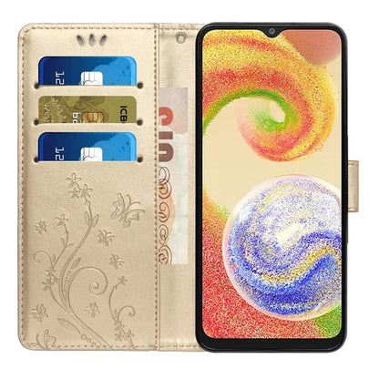 For Samsung Galaxy A05 4G Case Wallet Leather Cover with Imprinted Butterfly