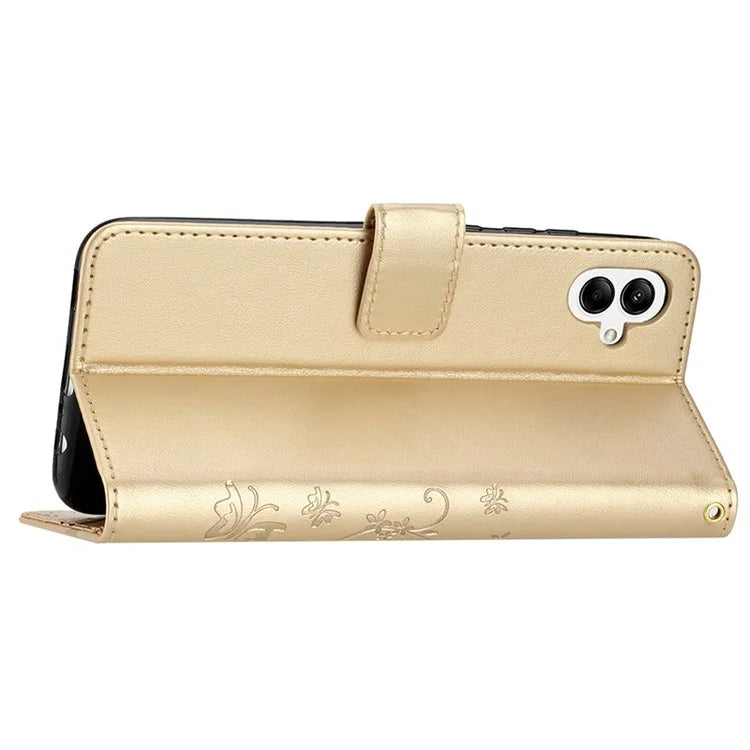 For Samsung Galaxy A05 4G Case Wallet Leather Cover with Imprinted Butterfly