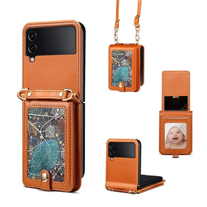 For Samsung Galaxy Z Flip3 5G Case Pattern Card Holder Phone Cover