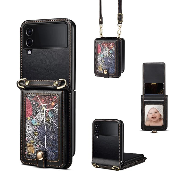For Samsung Galaxy Z Flip3 5G Case Pattern Card Holder Phone Cover
