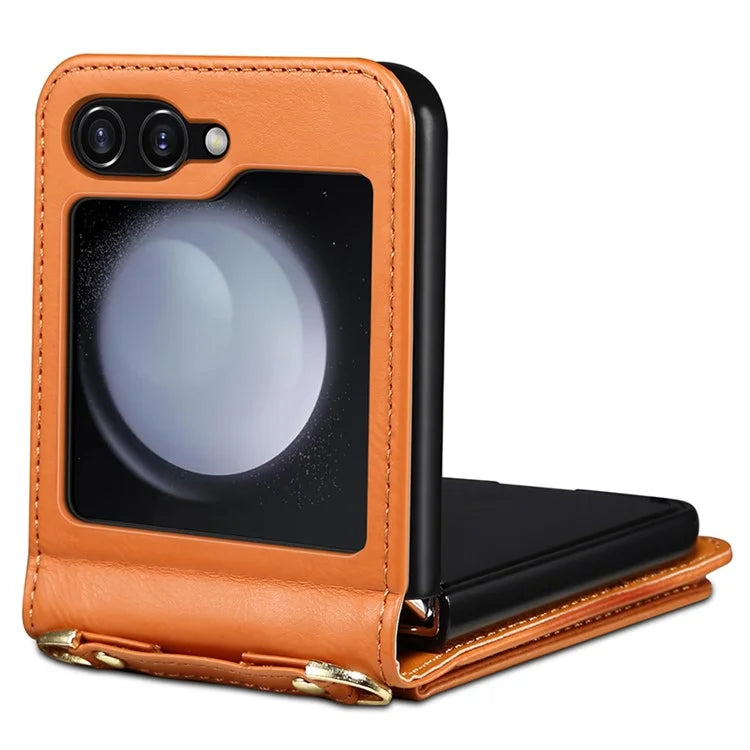 For Samsung Galaxy Z Flip5 5G Case PU Leather + PC Phone Cover with Card Holder