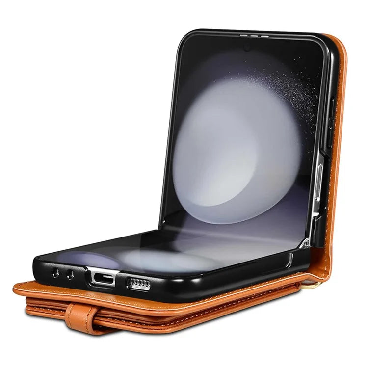 For Samsung Galaxy Z Flip5 5G Case PU Leather + PC Phone Cover with Card Holder