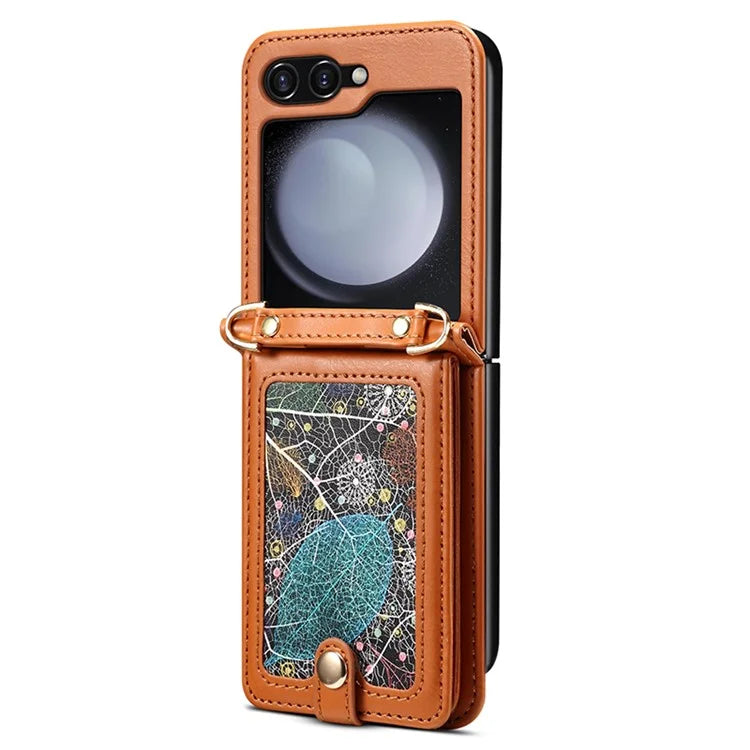 For Samsung Galaxy Z Flip5 5G Case PU Leather + PC Phone Cover with Card Holder