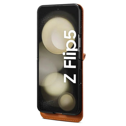 For Samsung Galaxy Z Flip5 5G Case PU Leather + PC Phone Cover with Card Holder