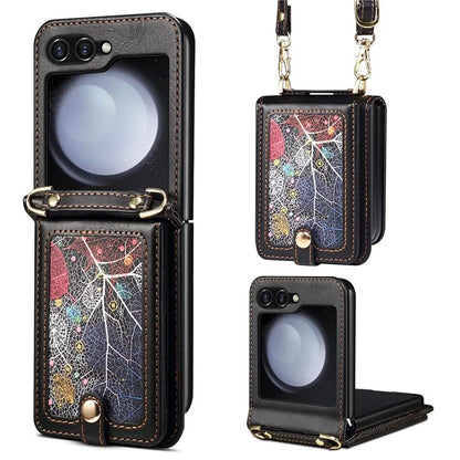 For Samsung Galaxy Z Flip5 5G Case PU Leather + PC Phone Cover with Card Holder