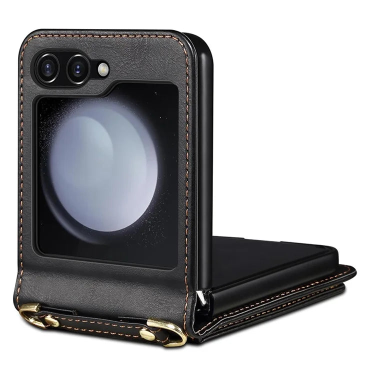 For Samsung Galaxy Z Flip5 5G Case PU Leather + PC Phone Cover with Card Holder
