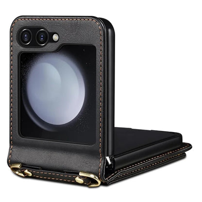 For Samsung Galaxy Z Flip5 5G Case PU Leather + PC Phone Cover with Card Holder
