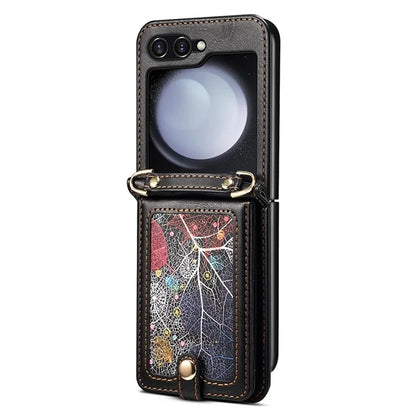 For Samsung Galaxy Z Flip5 5G Case PU Leather + PC Phone Cover with Card Holder