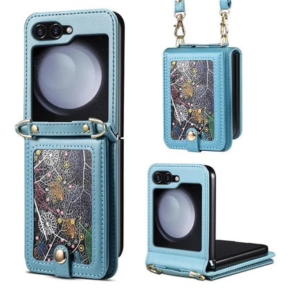 For Samsung Galaxy Z Flip5 5G Case PU Leather + PC Phone Cover with Card Holder