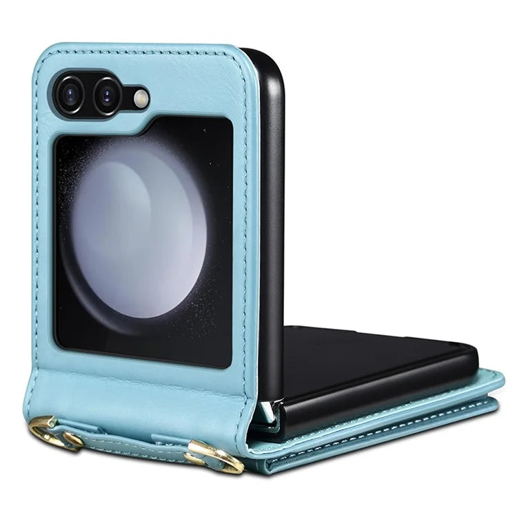 For Samsung Galaxy Z Flip5 5G Case PU Leather + PC Phone Cover with Card Holder
