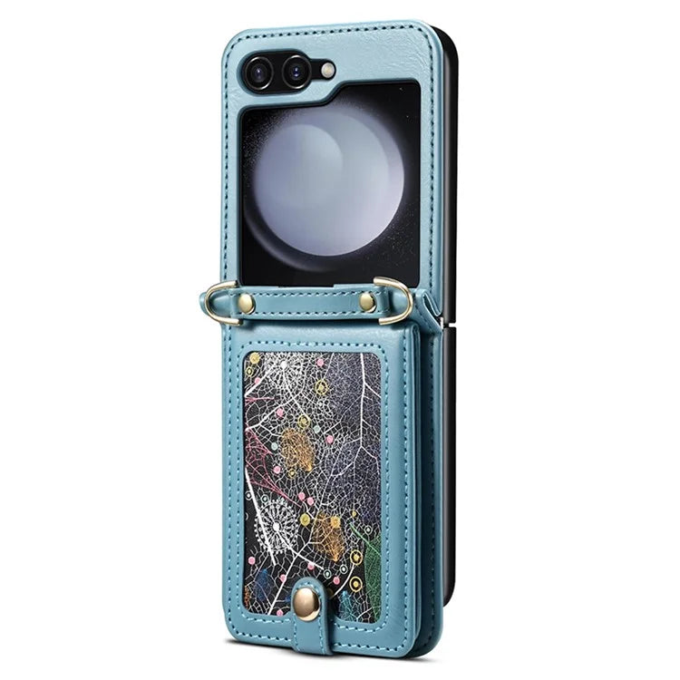 For Samsung Galaxy Z Flip5 5G Case PU Leather + PC Phone Cover with Card Holder