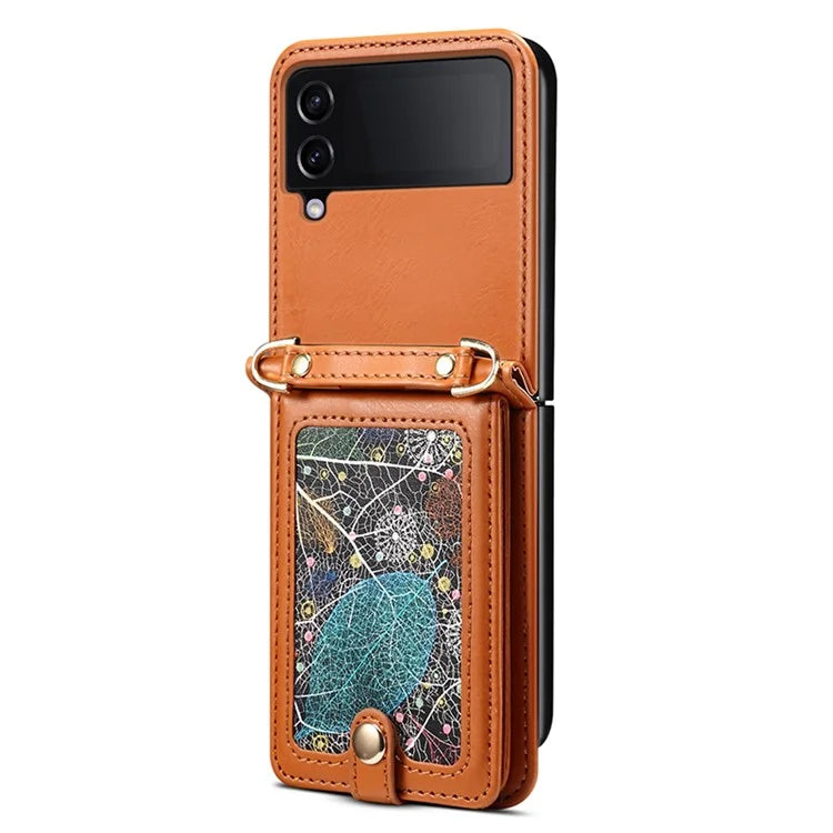 For Samsung Galaxy Z Flip4 5G Case Anti-Scratch Pattern Card Holder Phone Cover