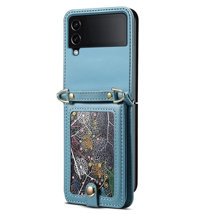 For Samsung Galaxy Z Flip4 5G Case Anti-Scratch Pattern Card Holder Phone Cover