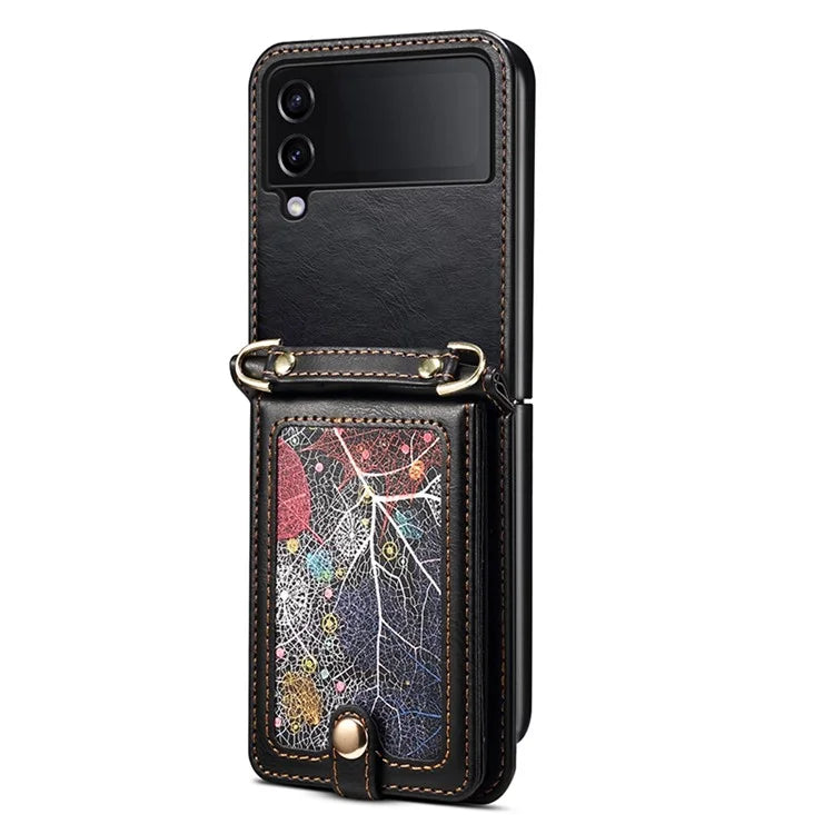 For Samsung Galaxy Z Flip4 5G Case Anti-Scratch Pattern Card Holder Phone Cover