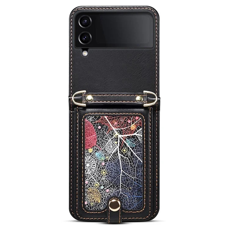 For Samsung Galaxy Z Flip4 5G Case Anti-Scratch Pattern Card Holder Phone Cover