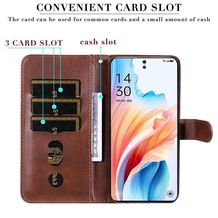 For Oppo A2 Pro 5G Case Zipper Pocket Leather Wallet Phone Cover