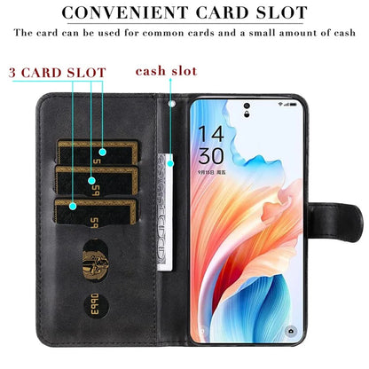 For Oppo A2 Pro 5G Case Zipper Pocket Leather Wallet Phone Cover