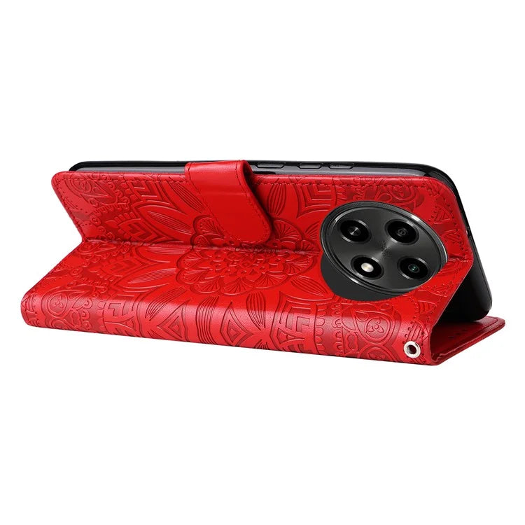 For Oppo A2 Pro 5G Case Wallet Sunflower Imprinted Leather Phone Cover