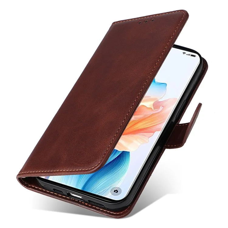 For Oppo A2 Pro 5G Case Calf Texture Leather Wallet Phone Cover