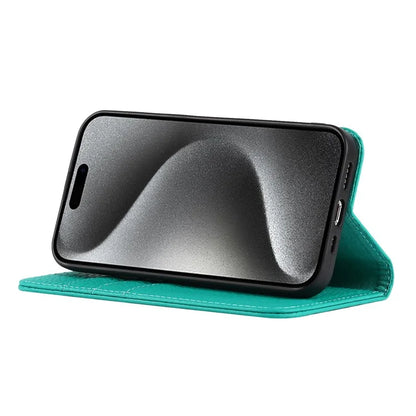 For iPhone 15 Pro Max Case Litchi Texture Genuine Cow Leather Phone Wallet Cover