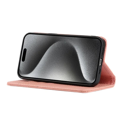 For iPhone 15 Pro Case Genuine Cow Leather Litchi Texture Phone Shell Wallet Cover