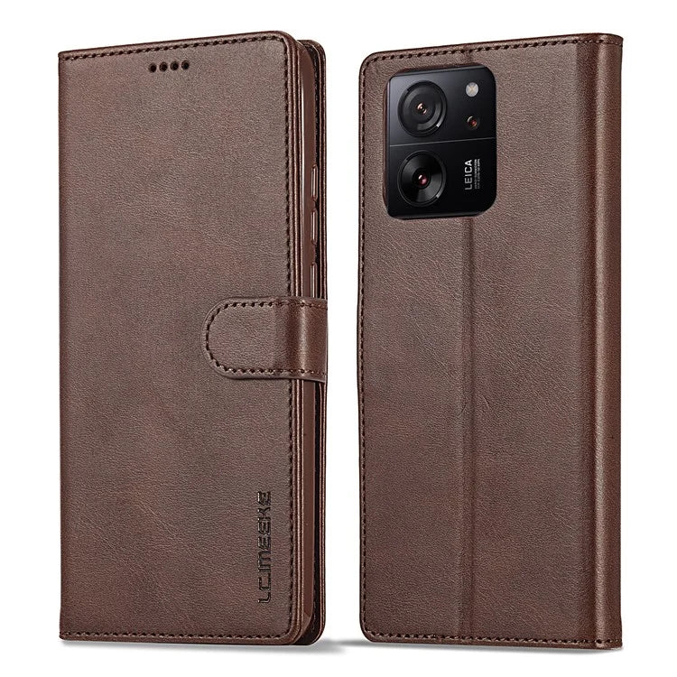 LC.IMEEKE For Xiaomi 13T / 13T Pro / Redmi K60 Ultra Case Calf Texture Leather Wallet Phone Anti-shock Cover