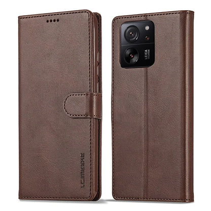 LC.IMEEKE For Xiaomi 13T / 13T Pro / Redmi K60 Ultra Case Calf Texture Leather Wallet Phone Anti-shock Cover