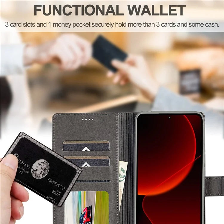 LC.IMEEKE For Xiaomi 13T / 13T Pro / Redmi K60 Ultra Case Calf Texture Leather Wallet Phone Anti-shock Cover