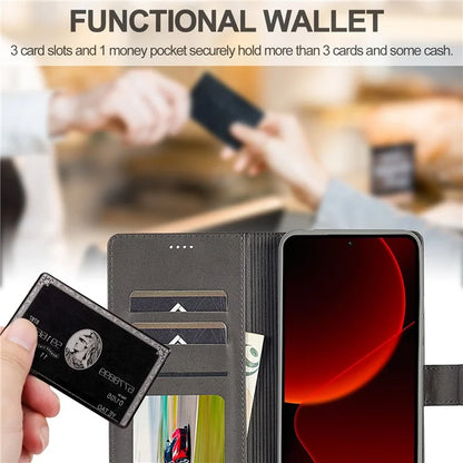 LC.IMEEKE For Xiaomi 13T / 13T Pro / Redmi K60 Ultra Case Calf Texture Leather Wallet Phone Anti-shock Cover
