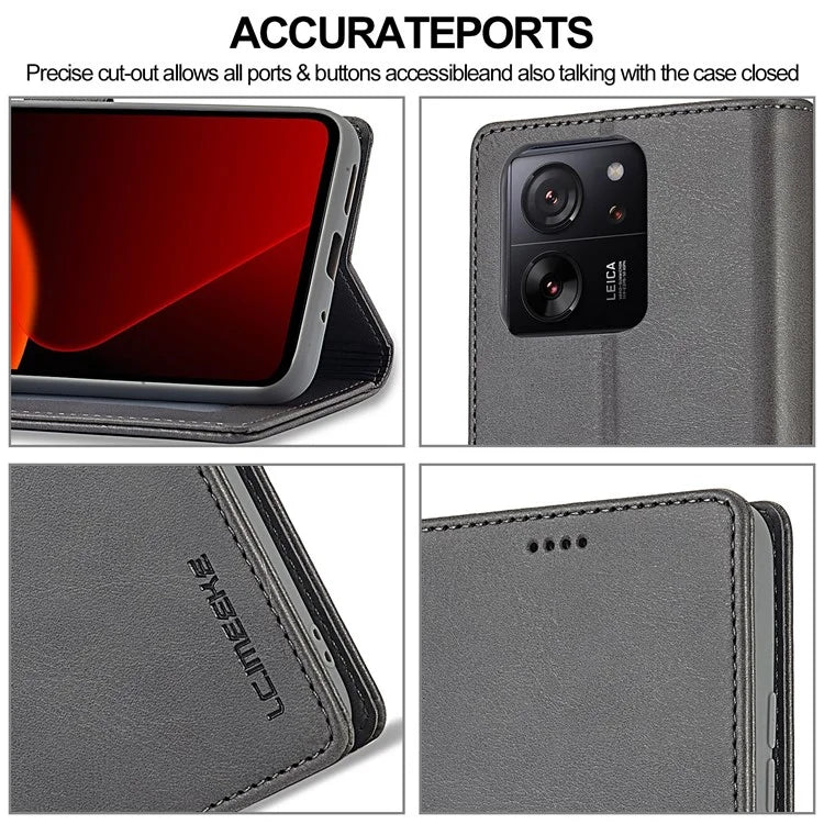 LC.IMEEKE For Xiaomi 13T / 13T Pro / Redmi K60 Ultra Case Calf Texture Leather Wallet Phone Anti-shock Cover