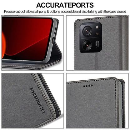 LC.IMEEKE For Xiaomi 13T / 13T Pro / Redmi K60 Ultra Case Calf Texture Leather Wallet Phone Anti-shock Cover