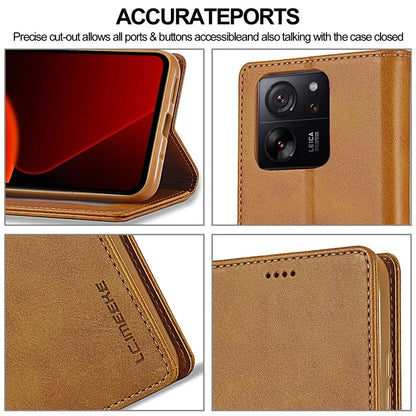 LC.IMEEKE For Xiaomi 13T / 13T Pro / Redmi K60 Ultra Case Calf Texture Leather Wallet Phone Anti-shock Cover