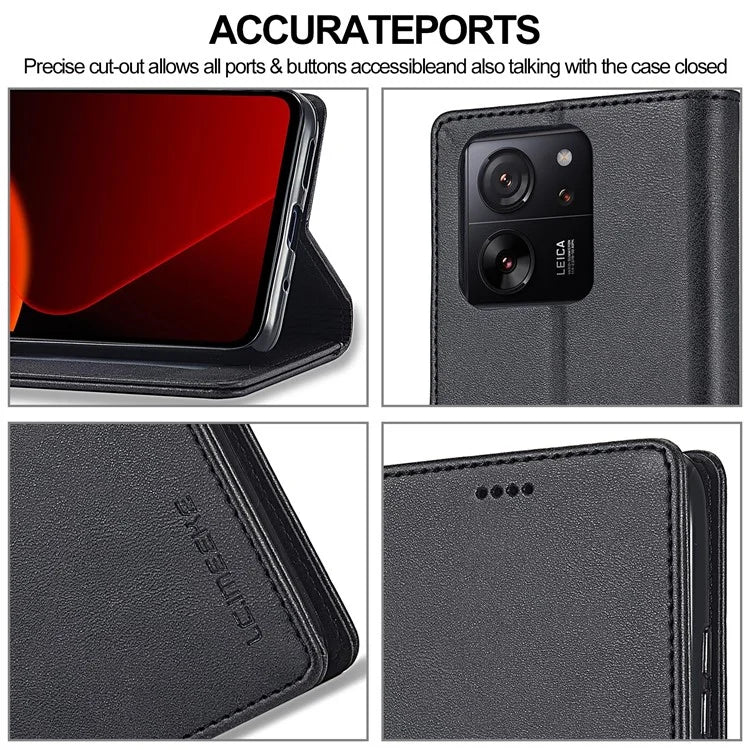 LC.IMEEKE For Xiaomi 13T / 13T Pro / Redmi K60 Ultra Case Calf Texture Leather Wallet Phone Anti-shock Cover