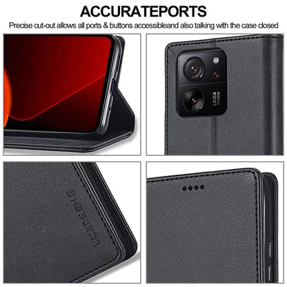 LC.IMEEKE For Xiaomi 13T / 13T Pro / Redmi K60 Ultra Case Calf Texture Leather Wallet Phone Anti-shock Cover