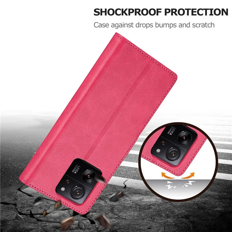 LC.IMEEKE For Xiaomi 13T / 13T Pro / Redmi K60 Ultra Case Calf Texture Leather Wallet Phone Anti-shock Cover
