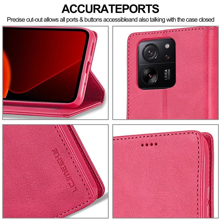 LC.IMEEKE For Xiaomi 13T / 13T Pro / Redmi K60 Ultra Case Calf Texture Leather Wallet Phone Anti-shock Cover