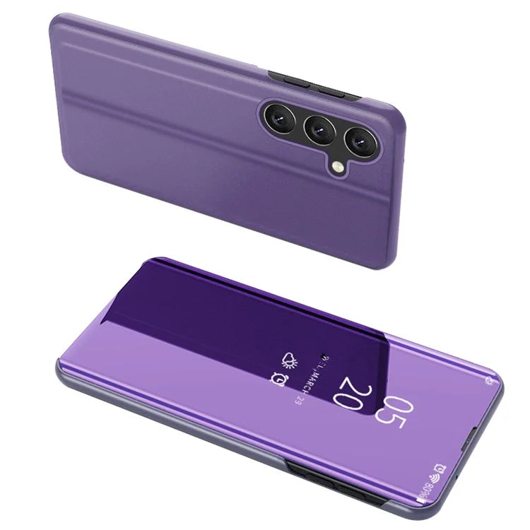 For Samsung Galaxy A05s 4G Case View Window Electroplating Leather Cover  /  Blue